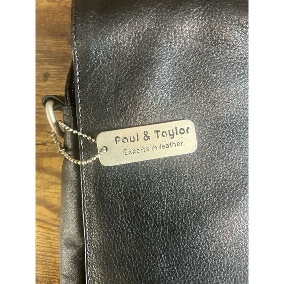 Paul & Taylor Genuine Leather Messenger Laptop Briefcase Bag Black 17in - Picture 2 of 14